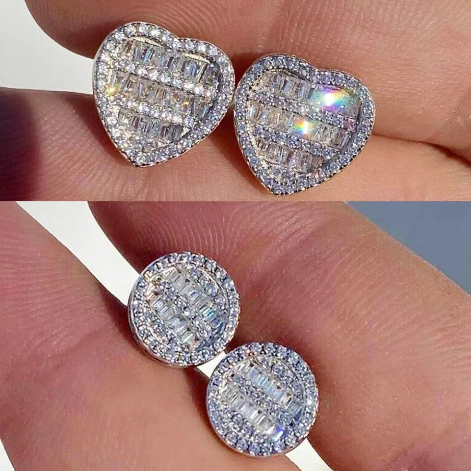 15mm Iced Out Heart Earrings - Image 3
